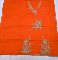 Organza Orange Unstitched Suit
