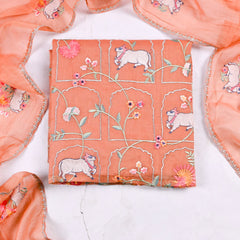Mul Cotton Peach Unstitched Suit