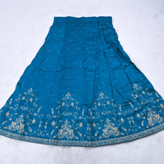 Khadi Blue Unstitched Lehenga Suit