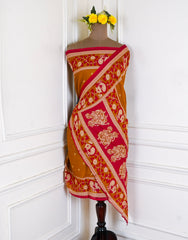 Pure Cotton Red Unstitched Suit