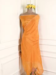 Organza Silk Mustard Yellow Unstitched Suit