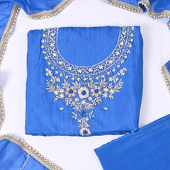 Silk Organza Blue Unstitched Suit