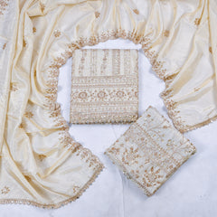 Shimmer Beige Unstitched Suit
