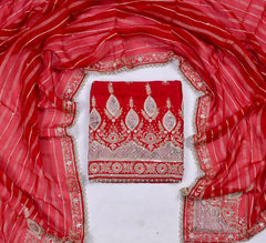 Raw Silk Red Unstitched Suit