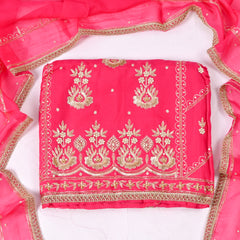 Organza Pink Unstitched Suit