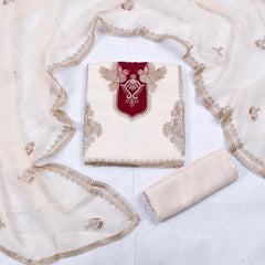 Organza Beige Unstitched Suit