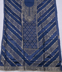 Banarasi Blue Unstitched Suit