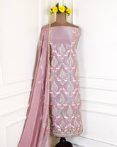 Shimmer Mauve Pink Unstitched Suit
