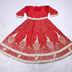 Crepe Maroon Semi-Stitched Anarkali Suit