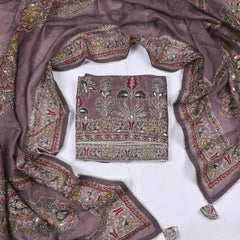 Organza Mauve Unstitched Suit