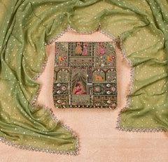 Crepe Green Unstitched Suit