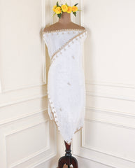 Crepe White Lehenga Suit