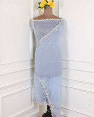 Organza Powder Blue Unstitched Suit