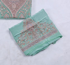 Glass Shimmer Pista Green Unstitched Suit