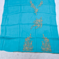 Organza Sky Blue Unstitched Suit