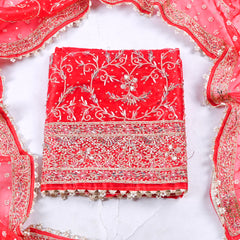 Glass Shimmer Red Unstitched Suit