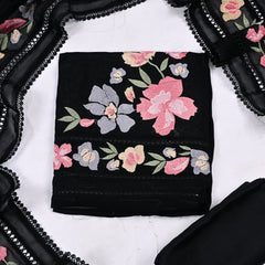 Organza Black Unstitched Suit