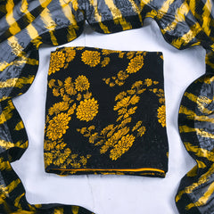 Crepe Black & Yellow Unstitched Suit