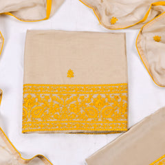Organza Beige Unstitched Suit
