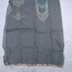 Organza Black & Sky Blue Unstitched Suit