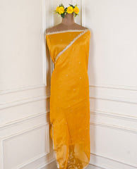 Shimmer Yellow Unstitched Lehenga Suit