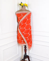 Khadi Orange Stitched Lehenga Suit