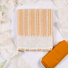 Chanderi Silk Yellow Mustard Unstitched Suit