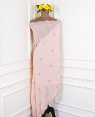 Georgette Peach Unstitched Suit