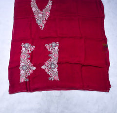 Organza Maroon Unstitched Suit
