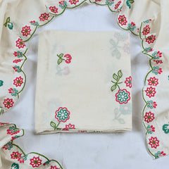 Cora Cotton Off White Unstitched Suit