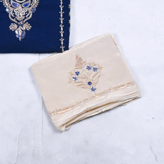 Khadi Navy Blue Unstitched Suit