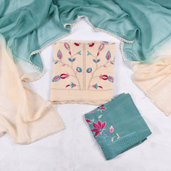 Organza Beige Unstitched Suit