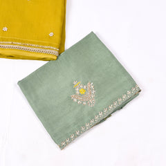 Twill Organza Mehandi Unstitched Suit