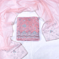 Glass Shimmer Peach Unstitched Suit