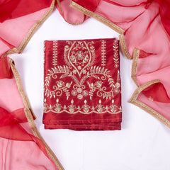 Gavadin Silk Red Unstitched Suit