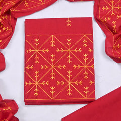 Cotton Maroon Phulkari Suit
