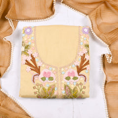 Mul Cotton Yellow Unstitched Suit
