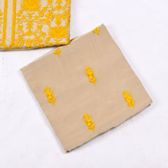 Organza Beige Unstitched Suit
