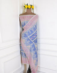 Crush Shimmer Powder Blue Unstitched Suit