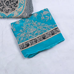 Organza Black & Sky Blue Unstitched Suit