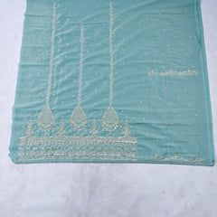 Shimmer Ice Blue Unstitched Lehenga Suit