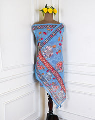 Mul Cotton sky blue Unstitched Suit