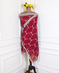 Khadi Maroon Stitched Lehenga Suit