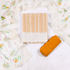 Chanderi Silk Yellow Mustard Unstitched Suit