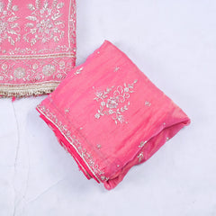 Shimmer Pink Unstitched Lehenga Suit