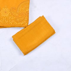 Organza Yellow Unstitched Suit