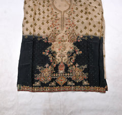 Organza Warm Beige Unstitched Suit