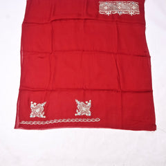 Twill Organza Maroon Unstitched Suit