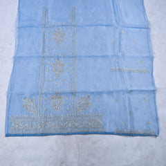 Glass Powder Blue Unstitched Lehenga Suit