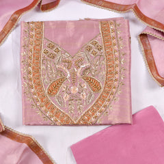 Shimmer Baby Pink Unstitched Suit